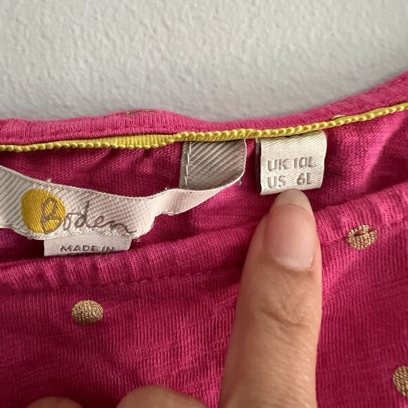 Boden Pink Polka Dot Dress Women's 6L Sleeveless Tiered Ruffle Stretch‎ Knit - Picture 5 of 6